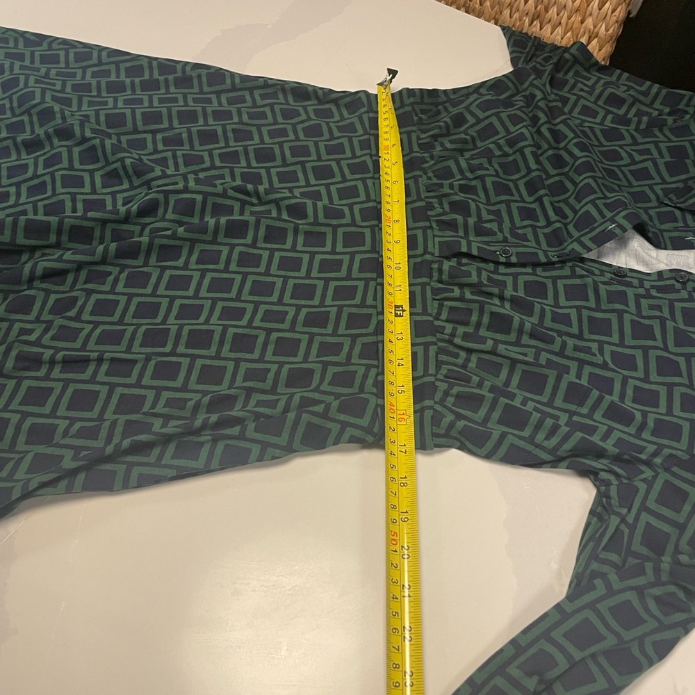 Boden Orla Dark Green/ Navy Geometric Midi Shirt Dress 12 L - Picture 8 of 9